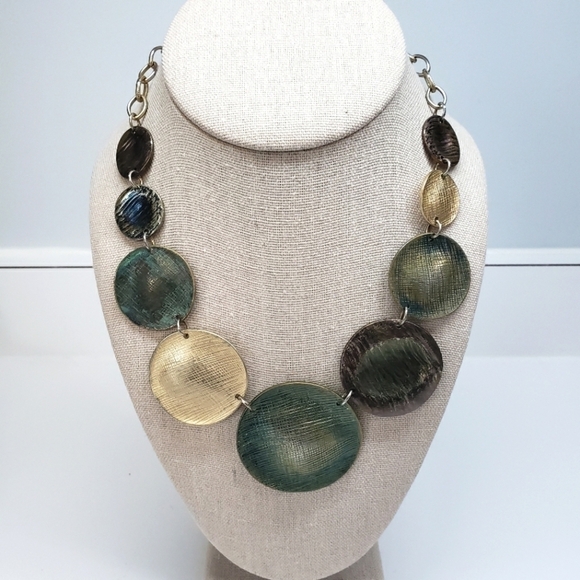 St. Thomas Mixed Metal Disk Statement Necklace - Picture 1 of 7